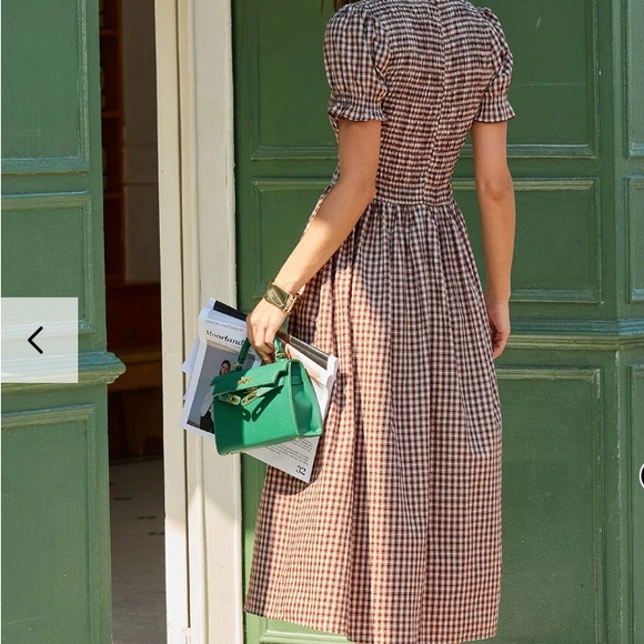 RIHOAS Dresses & Skirts - RIHOAS Classic Checkered Midi Dress in green plaid
